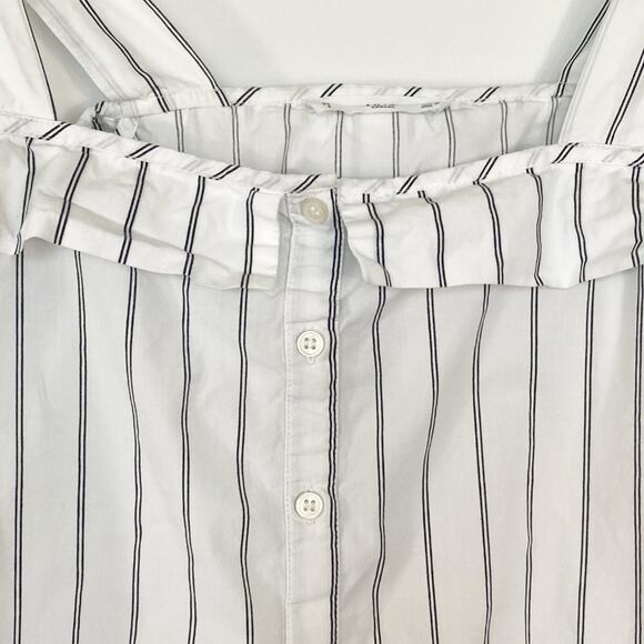 Mango White Black Striped Ruffled Cami Top Tank Blouse - Picture 4 of 11